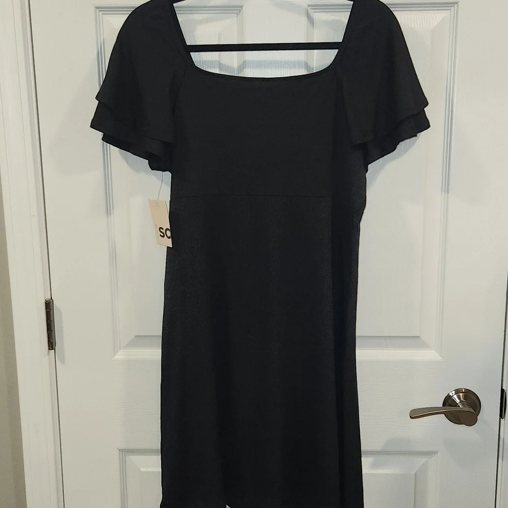 SO Black Mini Dress with Ruffle Sleeves - Picture 5 of 5